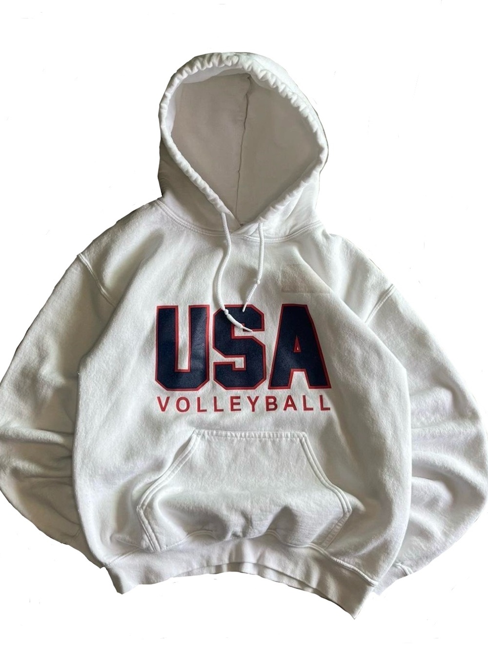 Vintage oversized White USA Volleyball center logo hoodie